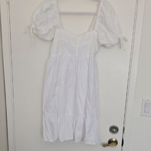 Elegant White Puff Sleeve Kids Dress